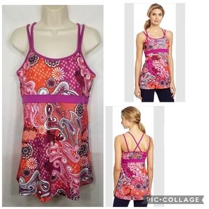 New prAna W1KALE110 Berry Garden Kaley Tunic Top Double Strap Paisley Floral XL